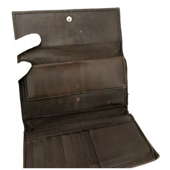 Authentic GUCCI Ssima GG Logo Brown Leather Long Trifold Wallet - Picture 5 of 7